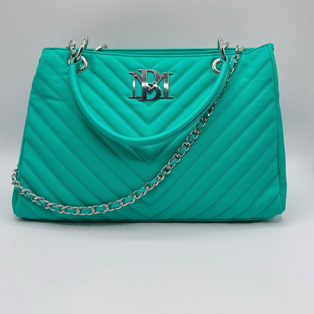New Badgley Mischka Turquoise Quilted Shoulder Bag